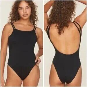 Andie Swim The Rockaway One Piece Swimsuit Bathing Suit Black Size Medium